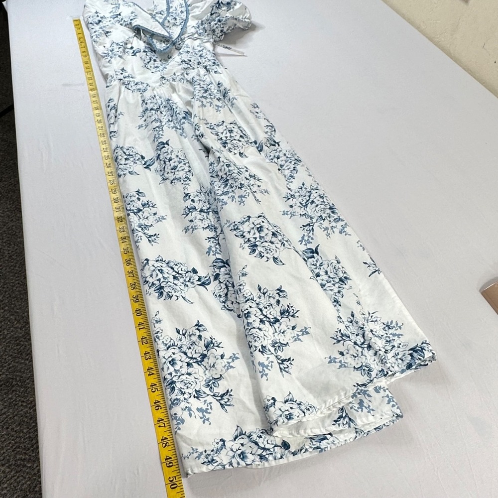 Cottagecore Romantic Dress Small Basque Peter Pan Lace Toile Floral Puff Sleeve - Picture 4 of 8